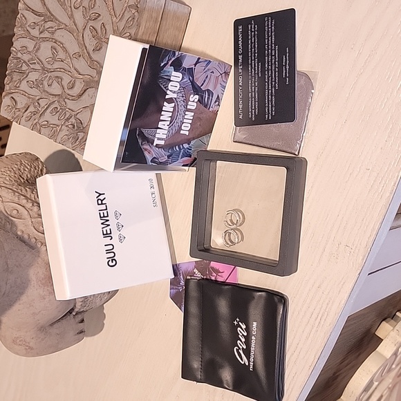 Moissanite Stone Hoop Earrings - Picture 2 of 6